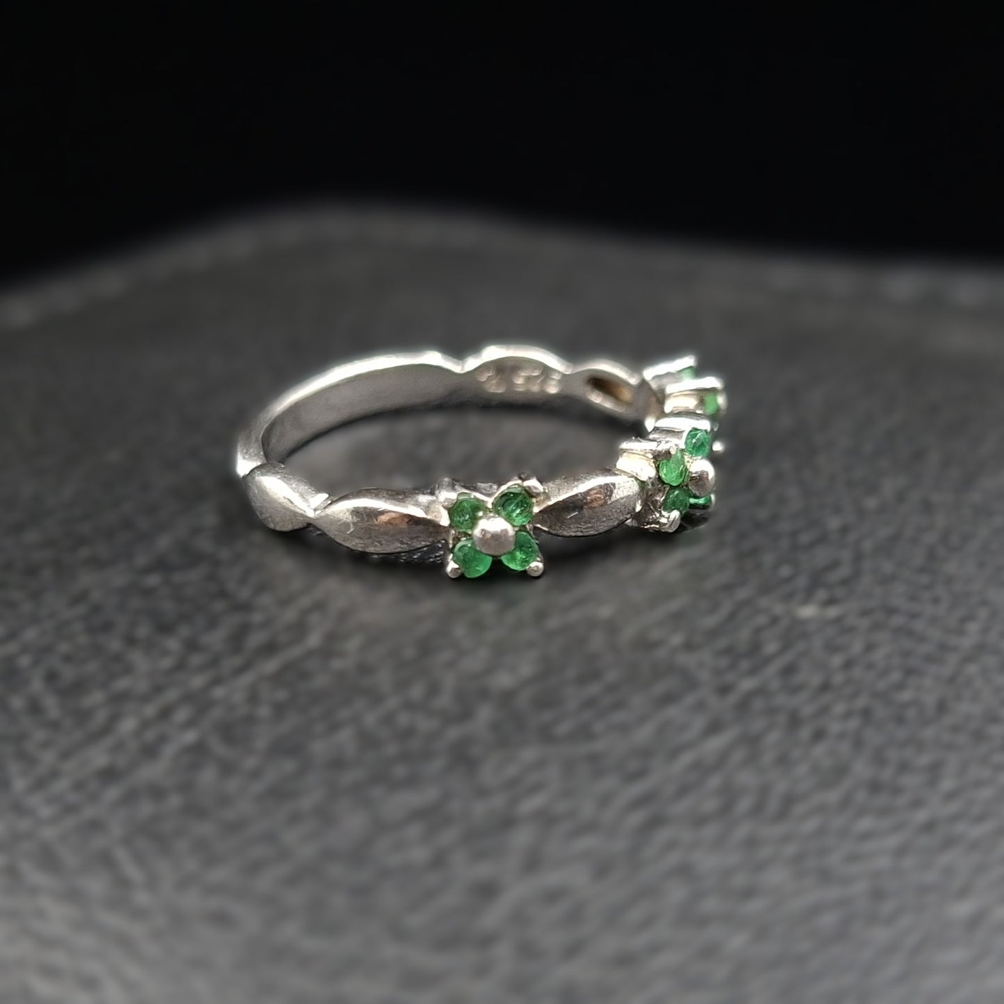 Emeralds on Silver Ring