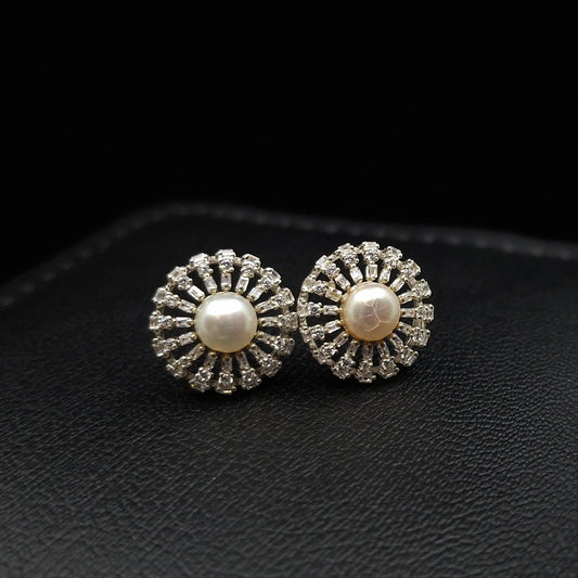 Freshwater Pearl Zirconia Earrings - Medium