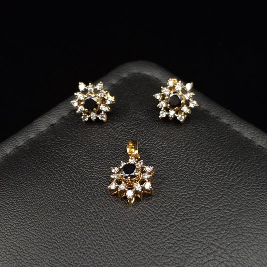 Zirconia Star Pendant Set with Chetam Sapphire in Gold-plated Silver