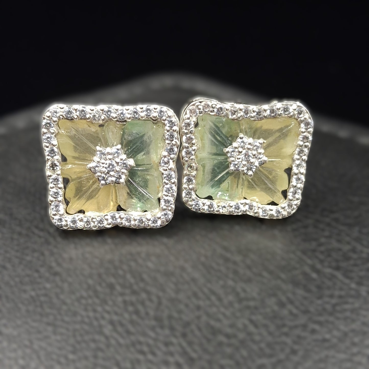 Butterfly Tourmaline and Zircon on Silver Studs