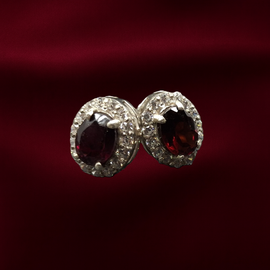 African Ruby and Zirconium on Silver Studs