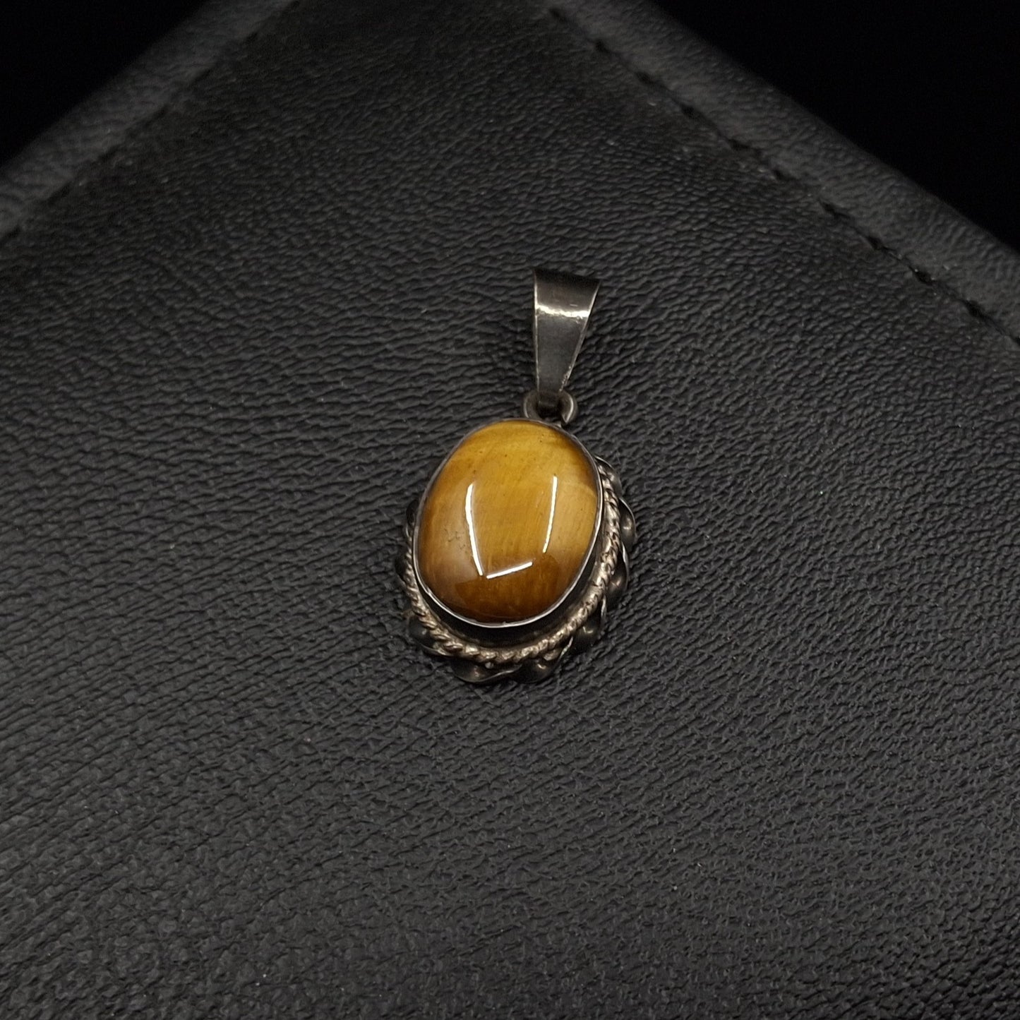 Vintage Tiger Stone on Silver Pendant