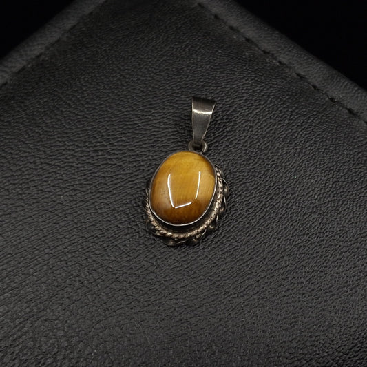 Vintage Tiger Stone on Silver Pendant