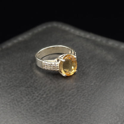 Yellow Topaz on Silver Ring