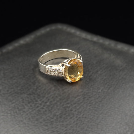 Yellow Topaz on Silver Ring