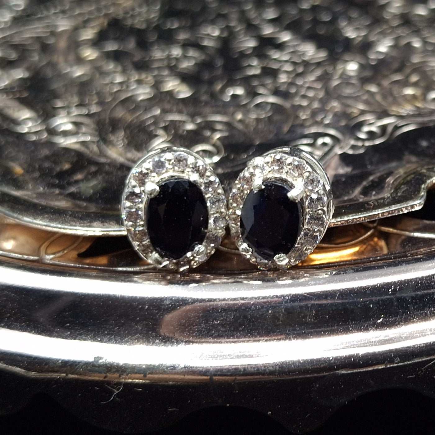 Sapphire and Zircon on silver Earrings