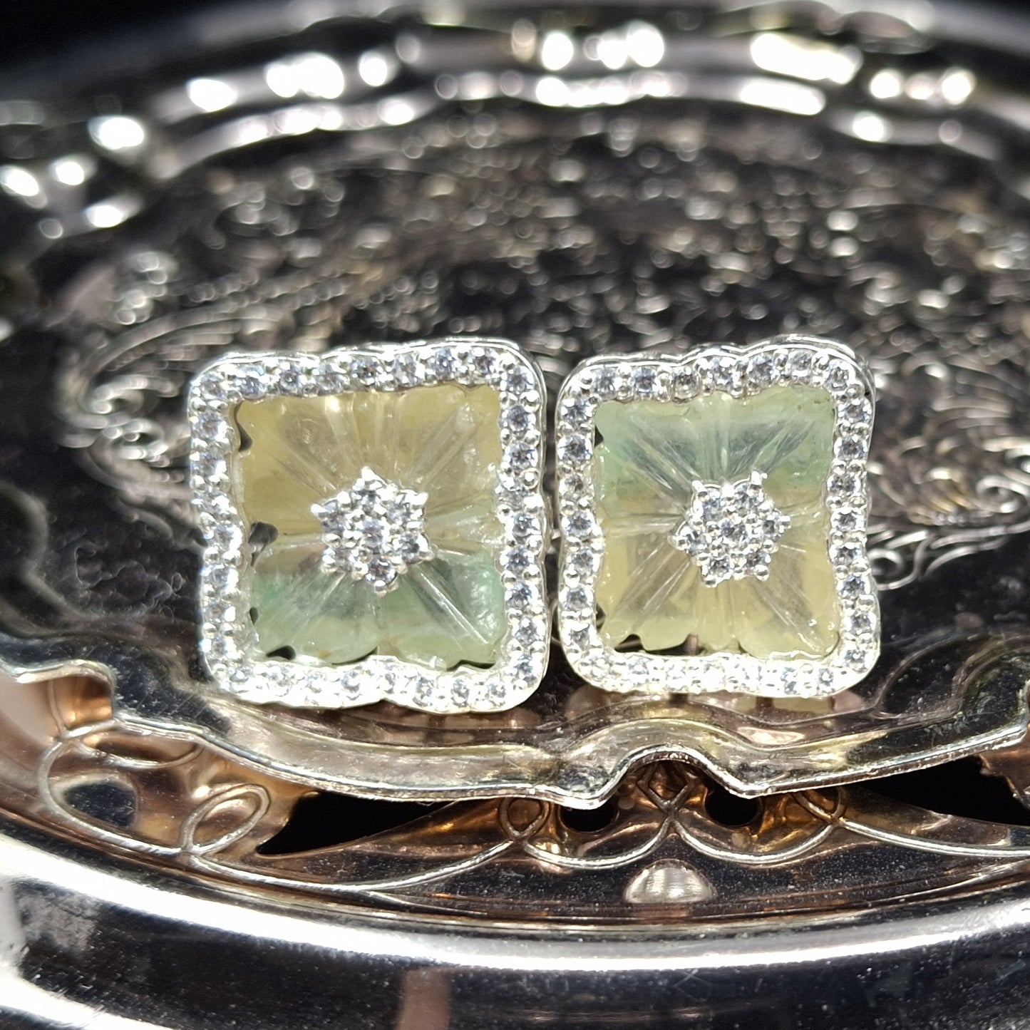 Butterfly Tourmaline and Zircon on Silver Studs