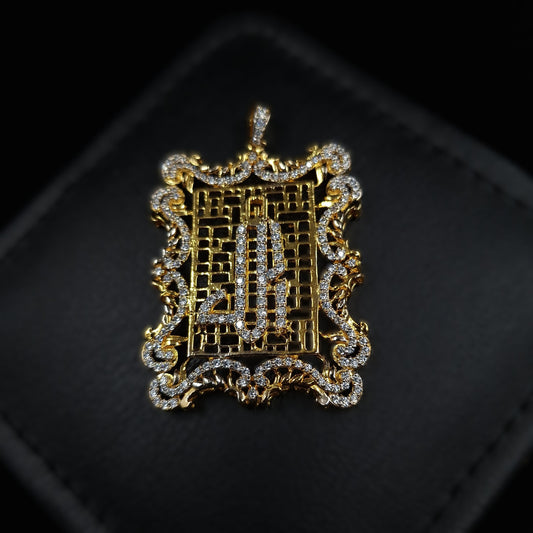 Zirconium Setting Gold-plated Allah Pendant