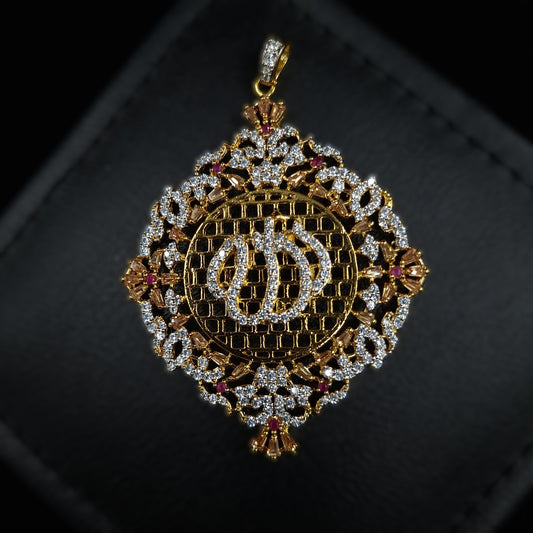 Allah Pendant Cubic Zirconium Setting Gold-plated 925-Silver