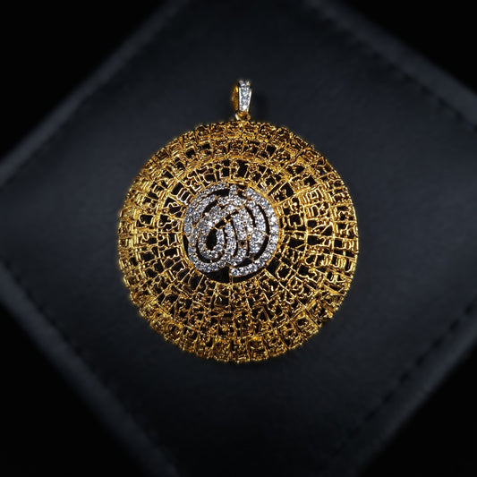 Asma-ul-Husna Names of Allah Gold-plated Silver Pendant with zirconium setting