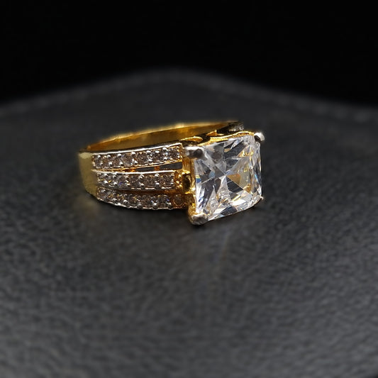 Nova - Zirconia on Gold-plated Silver Ring