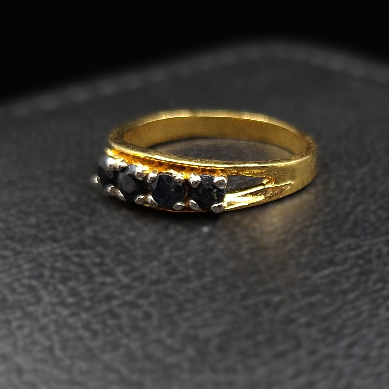 Sapphires on Gold-Plated Silver Ring