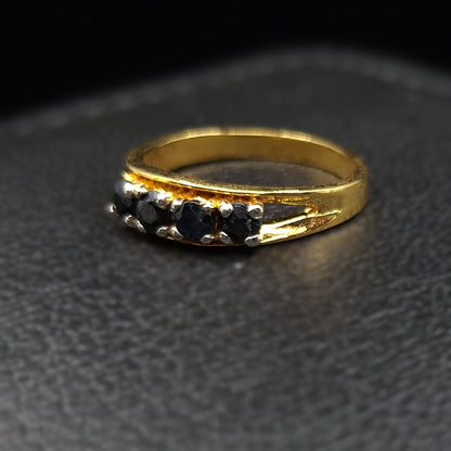 Sapphires on Gold-Plated Silver Ring