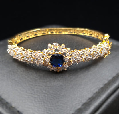 Blue Zirconium Gold-plated Silver Bangle