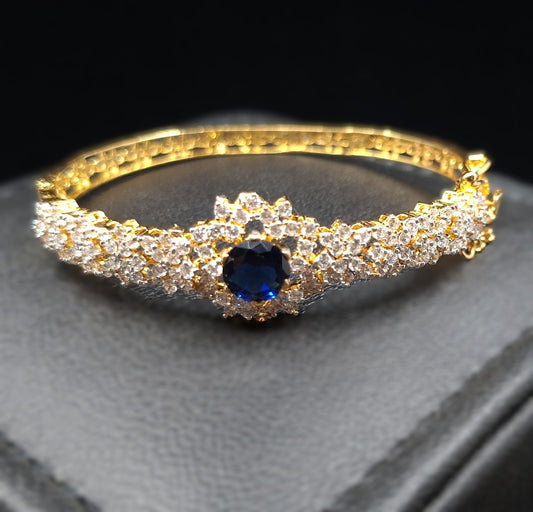Blue Zirconium Gold-plated Silver Bangle