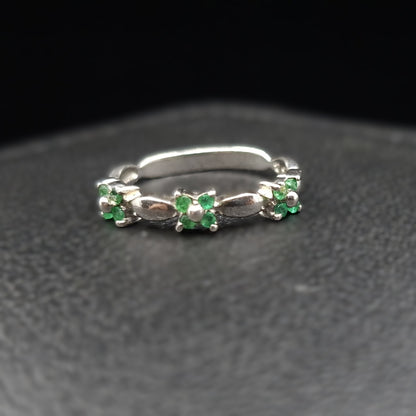 Emeralds on Silver Ring
