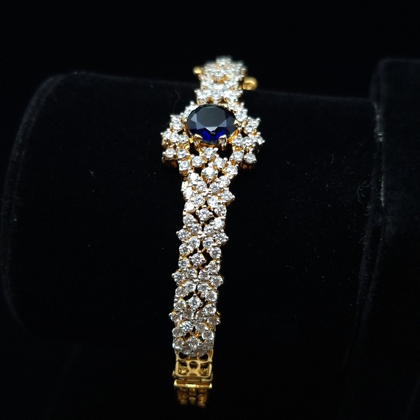 Blue Zirconium Gold-plated Silver Bangle