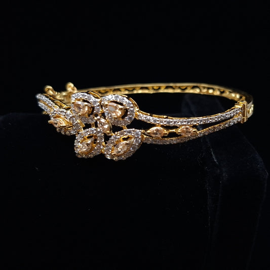 Yellow Zircon Petals on Gold-plated Silver Bangle