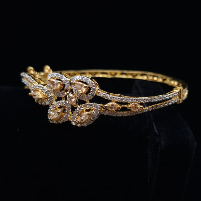 Yellow Zircon Petals on Gold-plated Silver Bangle