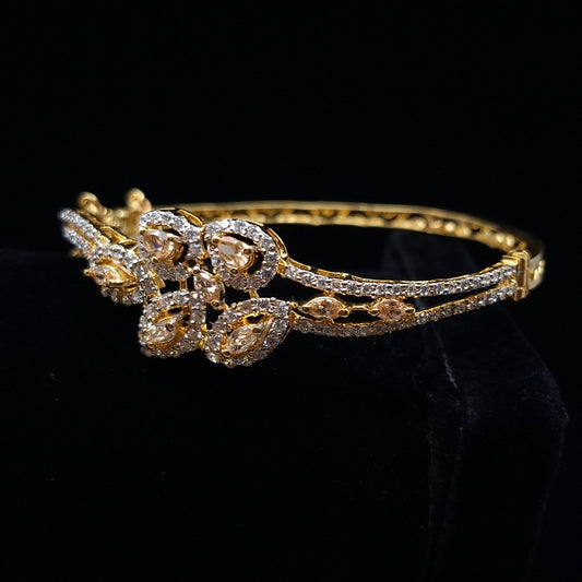 Yellow Zircon Petals on Gold-plated Silver Bangle