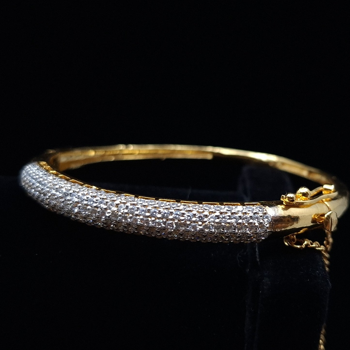 Glistening Flame Bangle - Brilliant Cubic Zirconia on Gold-plated Silver Bangle