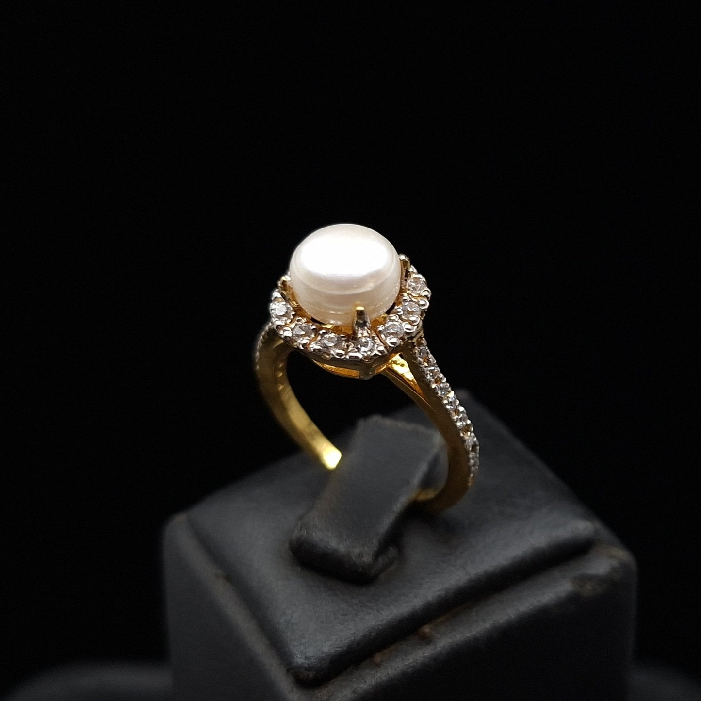 Pearl Halo Ring Gold-plated 925-Silver