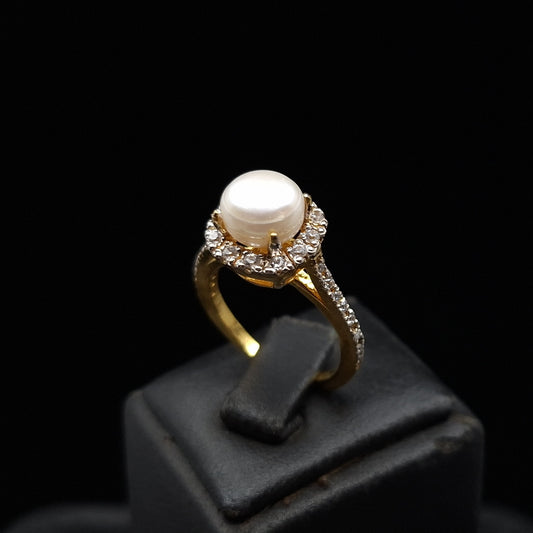 Pearl Halo Ring Gold-plated 925-Silver