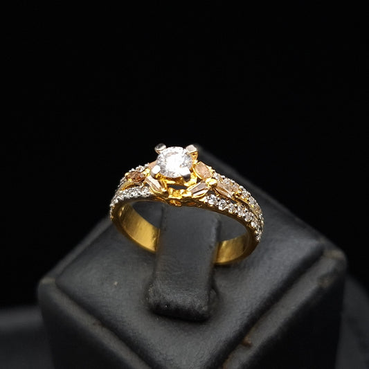 Zirconium Pave with Yellow Zirconia Side Stones on Gold-plated Silver Ring