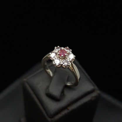 Ruby and Steel Zircon on Silver Ring