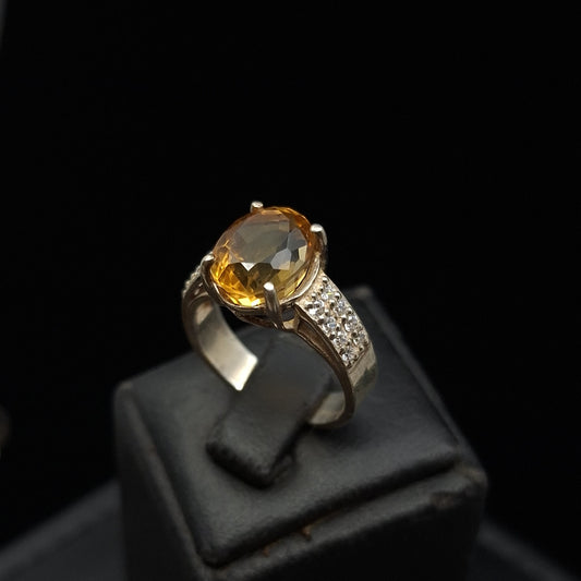 Yellow Topaz on Silver Ring