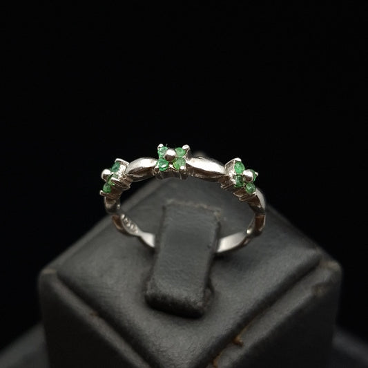 Emeralds on Silver Ring