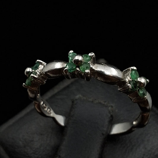 Emeralds on Silver Ring