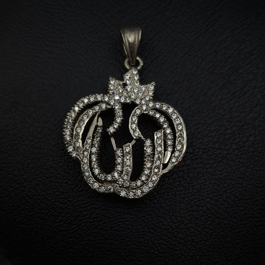 Silver and Zirconium Allah Pendant-1