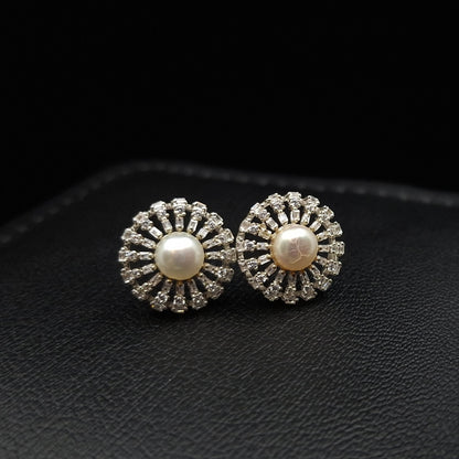 Pearl Zirconia Earrings - Medium