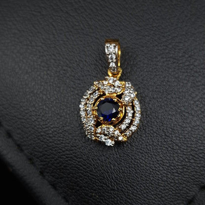 Zirconia Pendant Set with Chetam Blue Sapphire in Gold-plated Silver