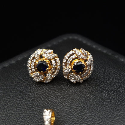 Zirconia Pendant Set with Chetam Blue Sapphire in Gold-plated Silver