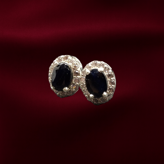 Sapphire and Zircon on silver Earrings