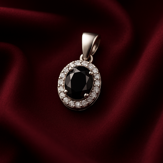 Natural Sapphire and Zircon on Silver Pendant