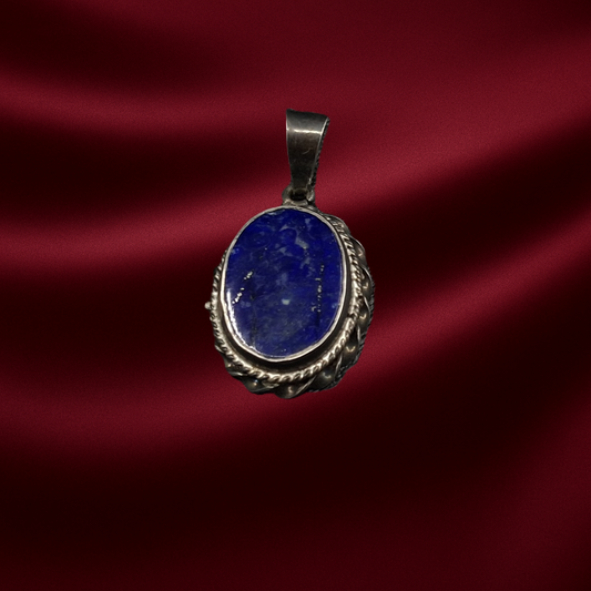 Natural Lapis Lazuli (Lajward) on Silver Pendant