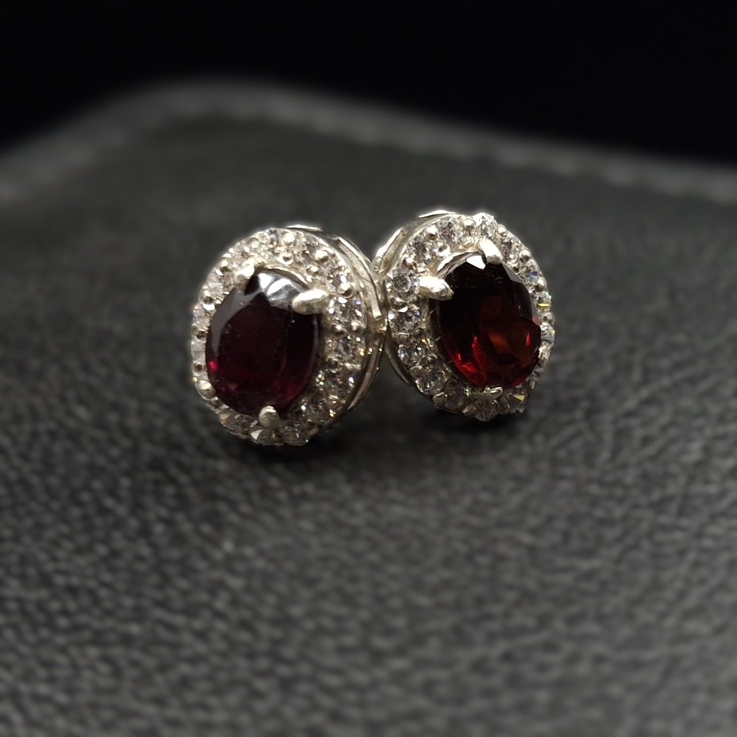 African Ruby and Zirconium on Silver Studs