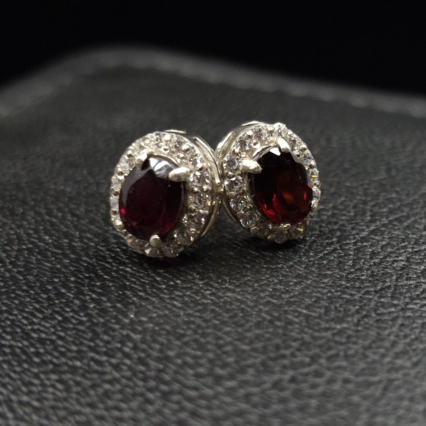 African Ruby and Zirconium on Silver Studs