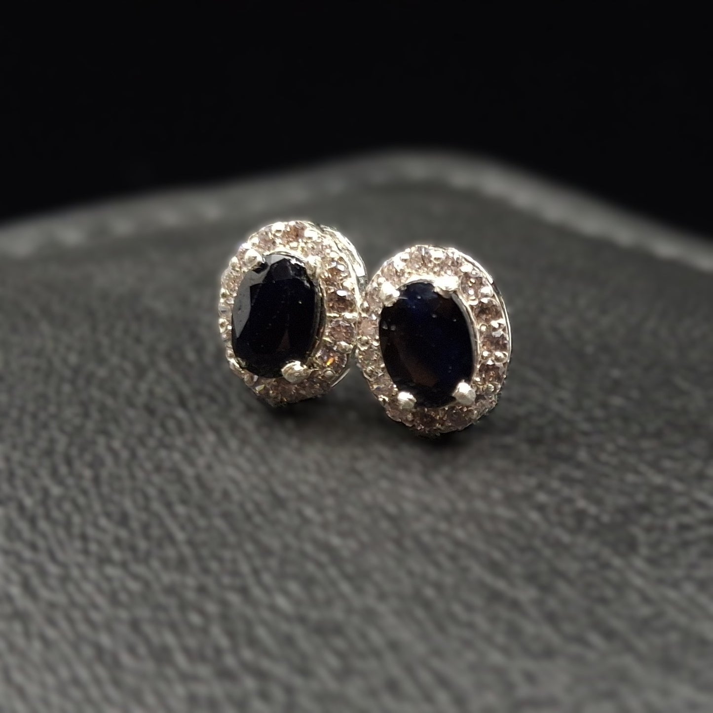 Sapphire and Zircon on silver Earrings