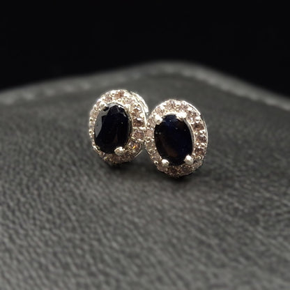 Sapphire and Zircon on silver Earrings