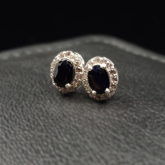Sapphire and Zircon on silver Earrings