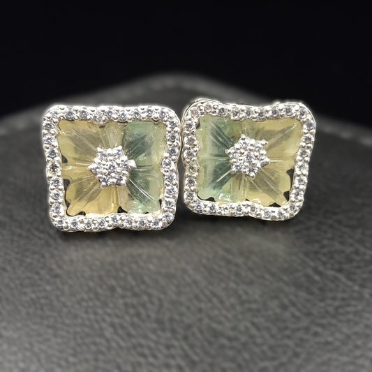 Butterfly Tourmaline and Zircon on Silver Studs